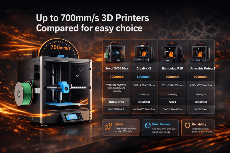 Up to 700mm/s 3D printers compared for easy choice