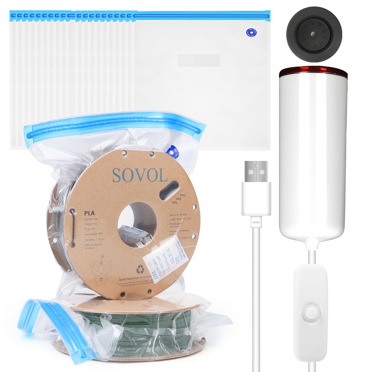 Sovol Filament Storage Bags Kit with Automatic Vacuum Pump