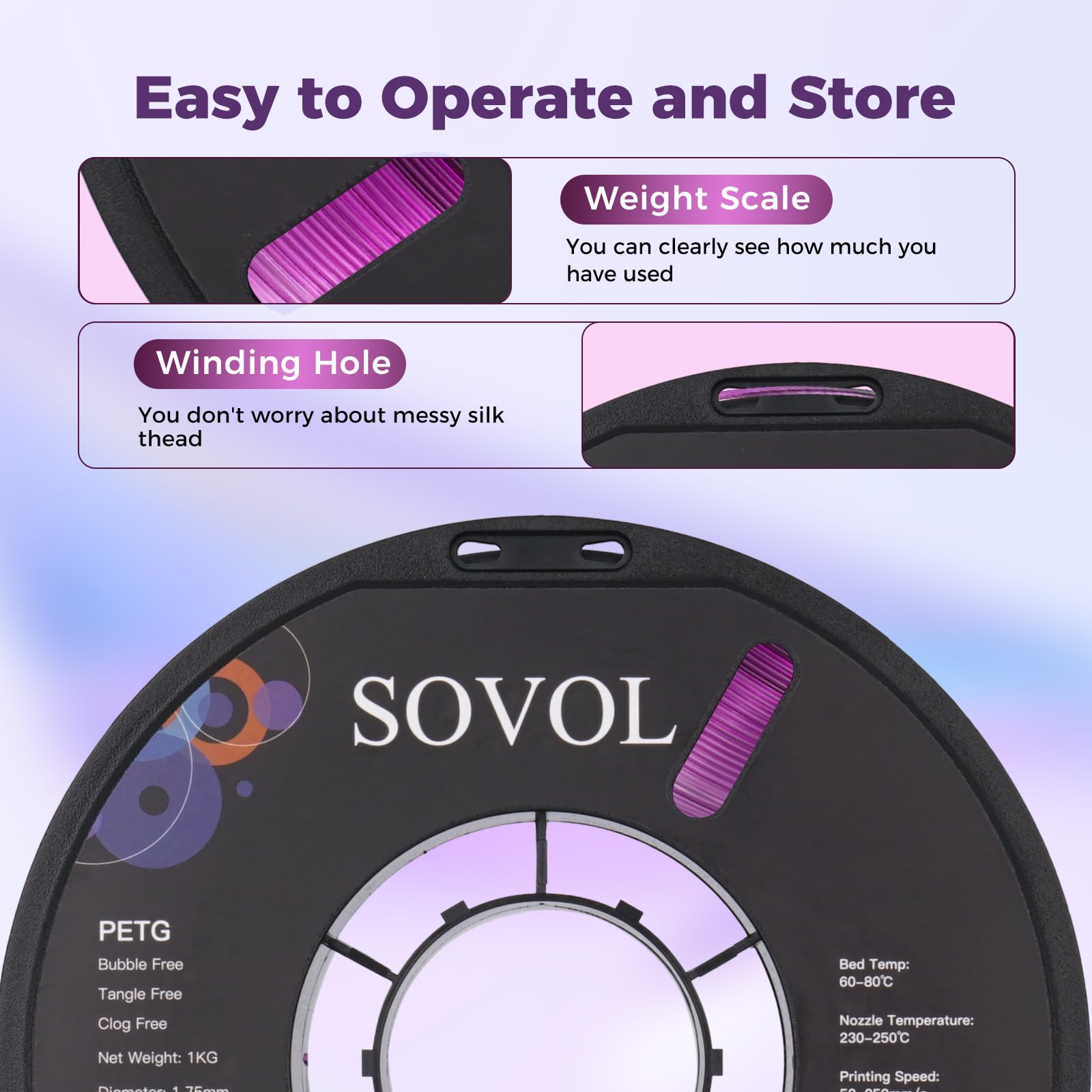 Sovol PETG 3D Filaments Gradient Purple