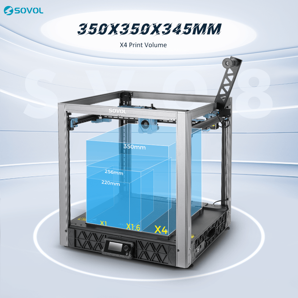 SV08 printer with a spacious 350 x 350 x 345 mm build area