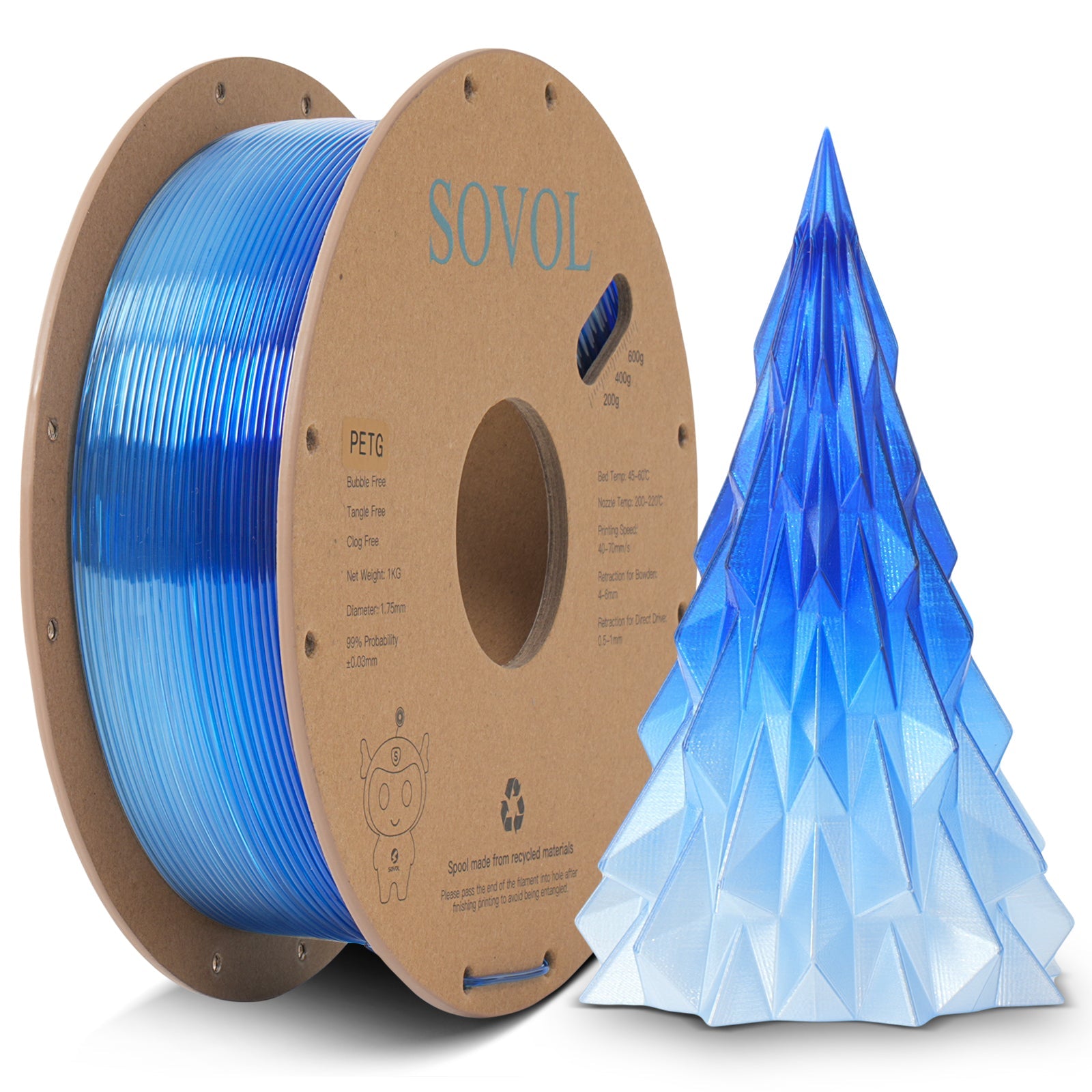Sovol PETG 3D Filaments Gradient Blue