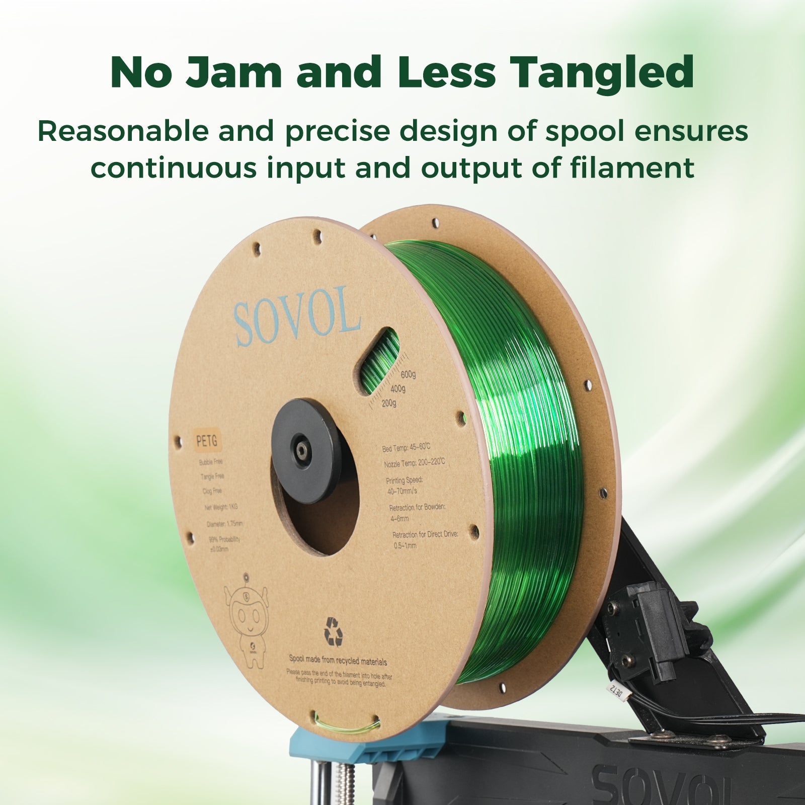 Sovol PETG 3D Filaments Gradient Green