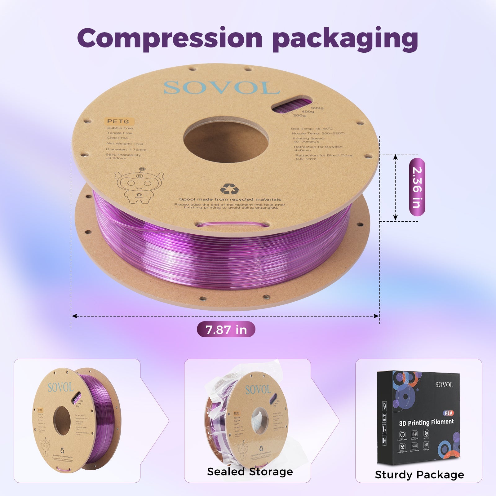 Sovol PETG 3D Filaments Gradient Purple
