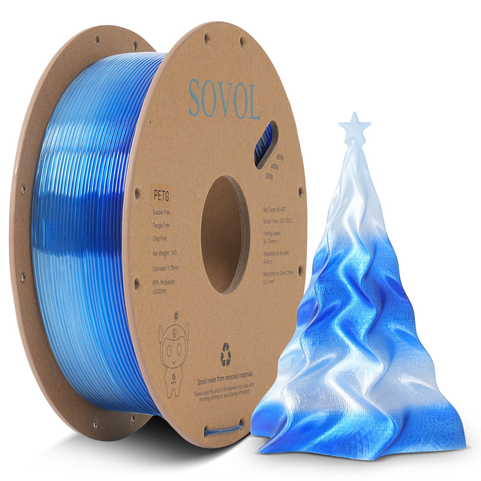 Sovol PETG 3D Filaments Gradient Blue
