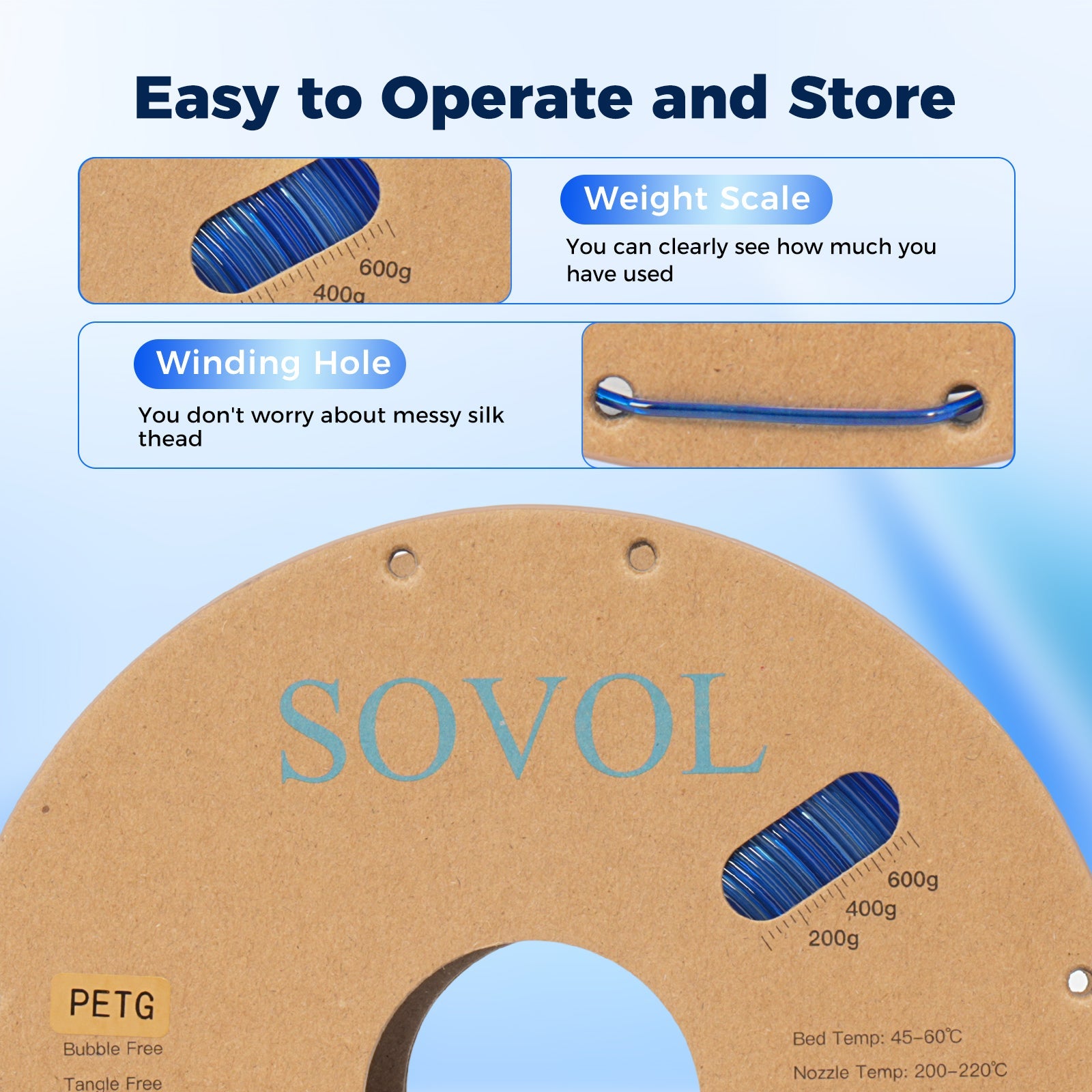Sovol PETG 3D Filaments Gradient Blue