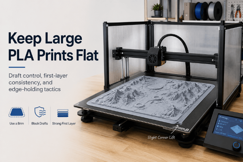 Best Ways to Keep Large 3D Prints Flat and Stable (PLA, Open-Frame Printers)