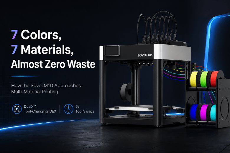 Sovol M1D: 7-Color, 7-Material 3D Printing with Near-Zero Purge Waste
