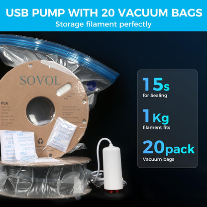 Sovol Filament Storage Bags Kit with Automatic Vacuum Pump