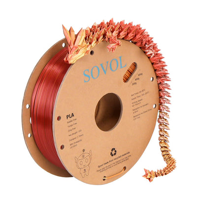 Sovol Silk PLA 3D Printing Filament Single/Dual/Tri/Rainbow Colors 1.75mm - SOVOL