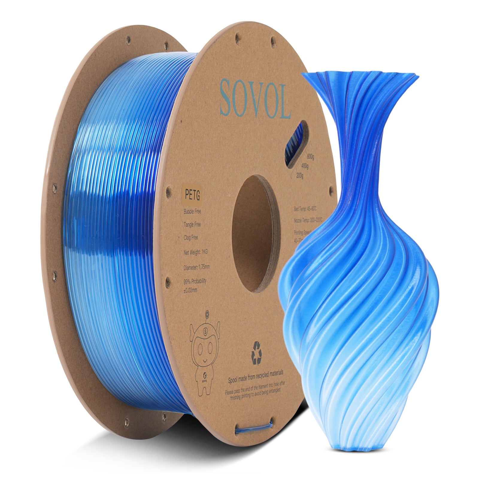 Sovol PETG 3D Filaments Gradient Blue