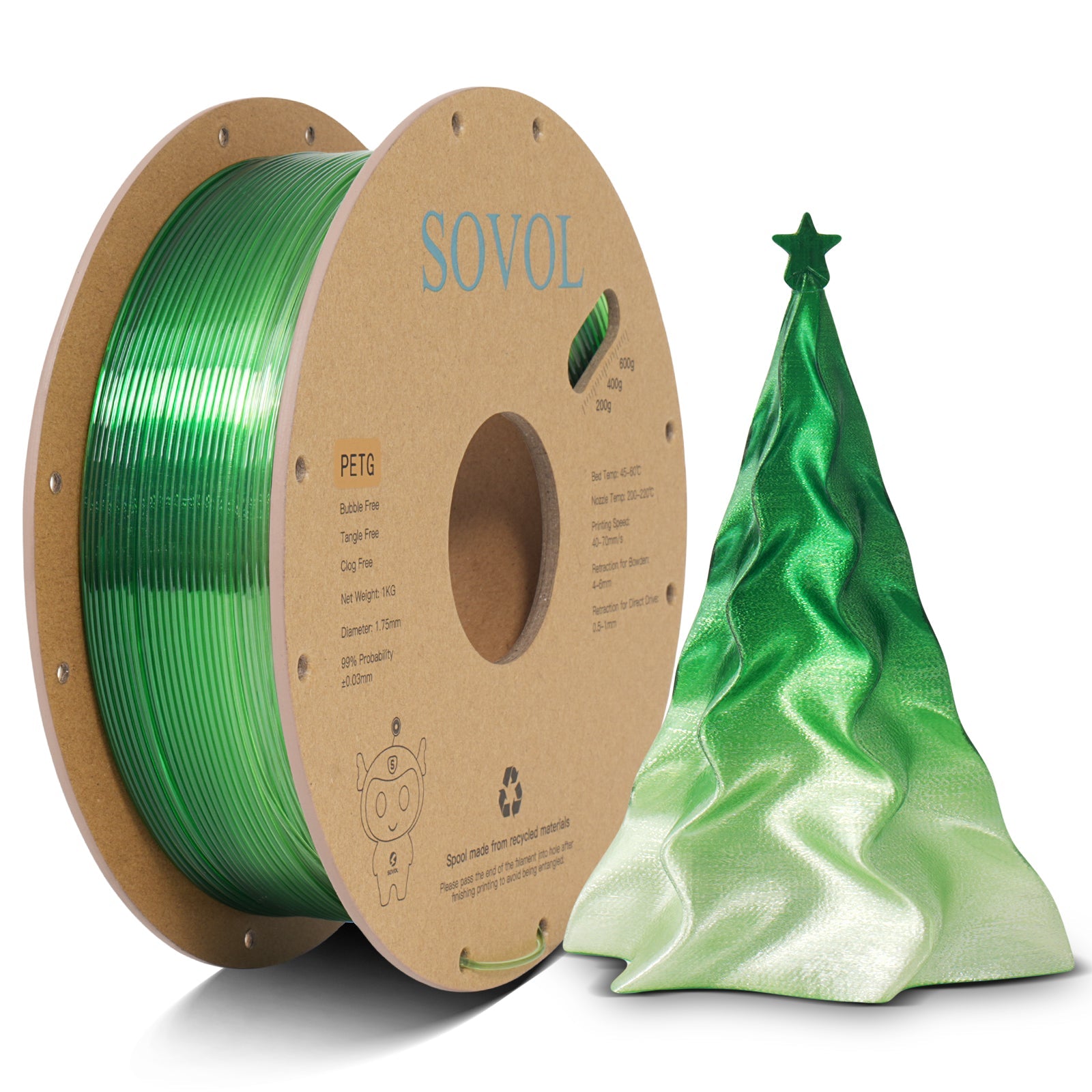 Sovol PETG 3D Filaments Gradient Green