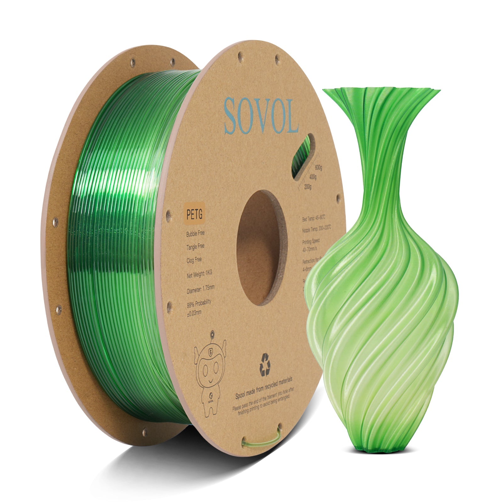 Sovol PETG 3D Filaments Gradient Green