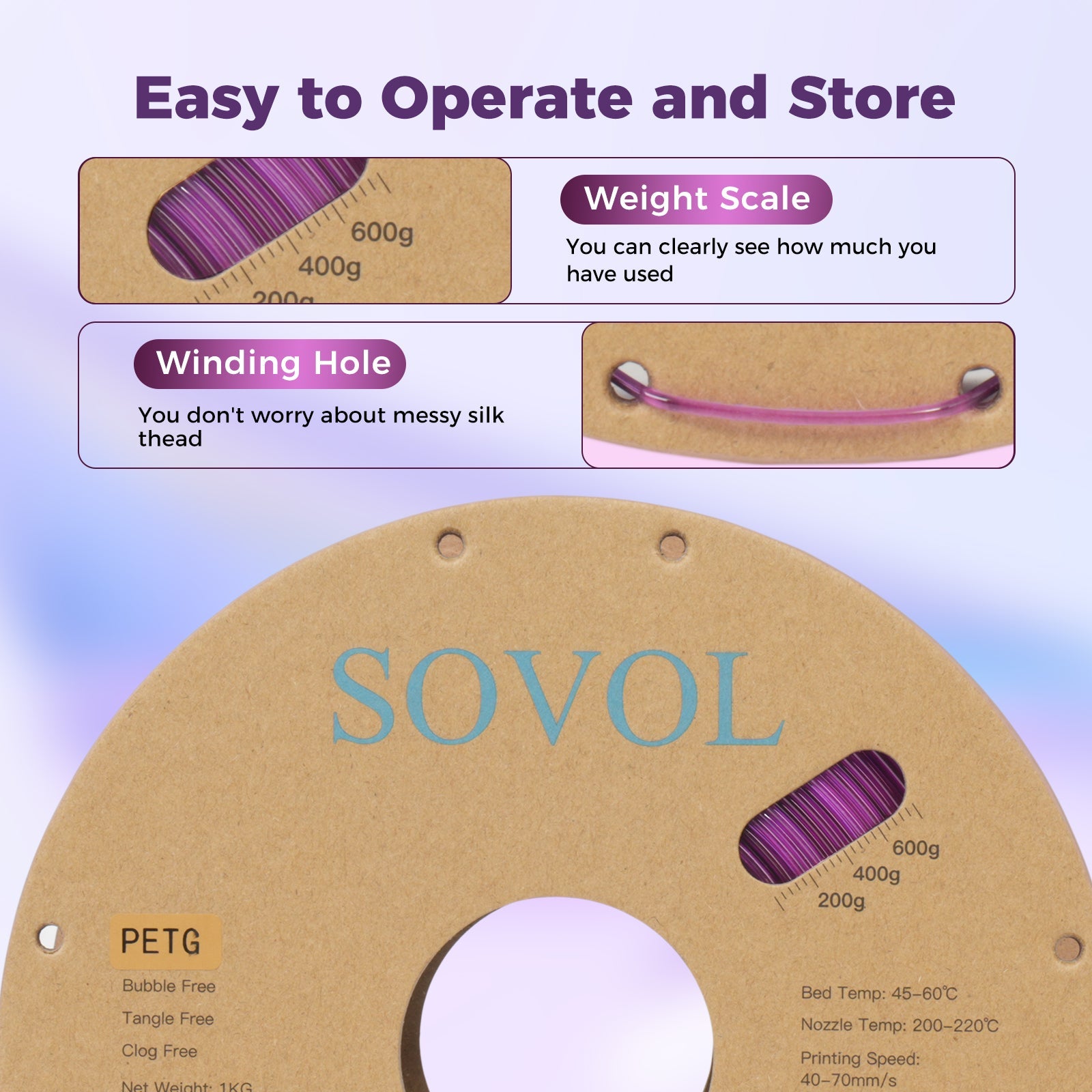 Sovol PETG 3D Filaments Gradient Purple
