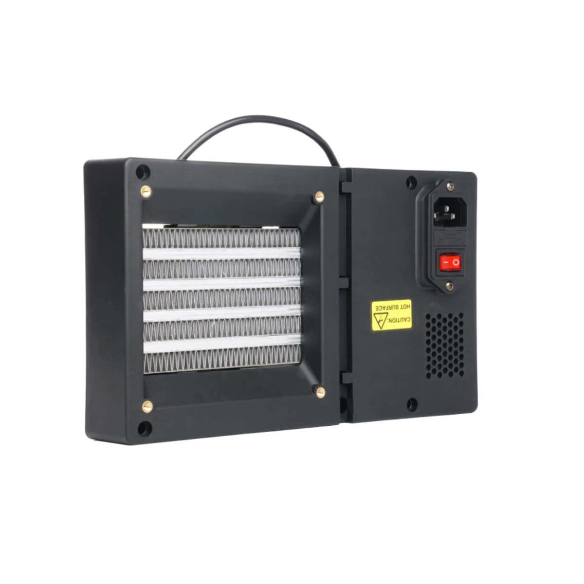 Rear view of Sovol SV08 MAX chamber heating module showing metal casing and power switch