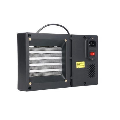 Rear view of Sovol SV08 MAX chamber heating module showing metal casing and power switch